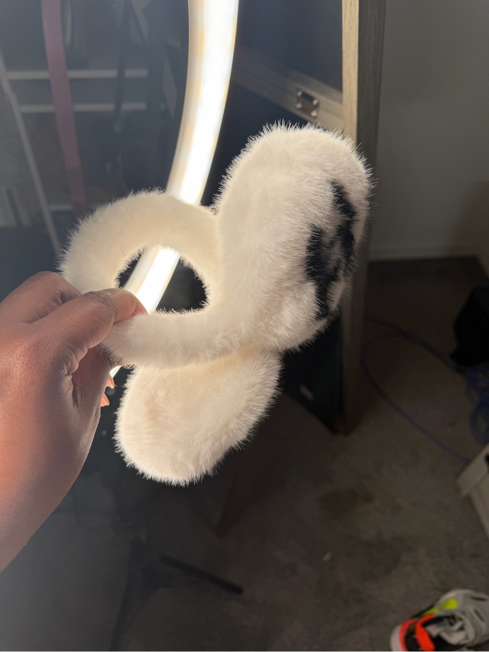 Faux Fur Ear Muffs with Black Logo Accent - Picture 2 of 2